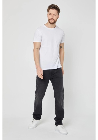 Erkek Çok Renkli %100 Pamuk T- Shirt Regular Fit Rahat Kesim Bisiklet Yaka 5'li Basic Tişört Paketi Beyaz