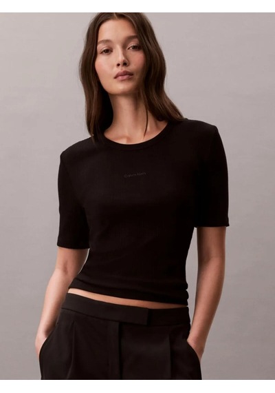 Calvin Klein Hs Varıgated Rıb Nan, Ub1 Siyah Kadın T-shirt