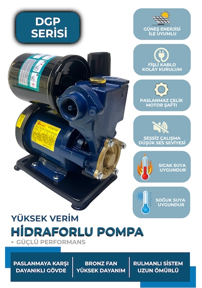 Kendinden Hidroforlu Güneş Enerjisi Basınç Arttırıcı Sıcak Soğuk Su Hidroforu Pompa Hazır Set