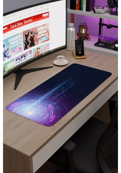 Fütüristik Kaymaz Dikişli Kauçuk Oyuncu Mousepad V1 - 70x30 Xl Gaming Mouse Pad Fare Altlığı