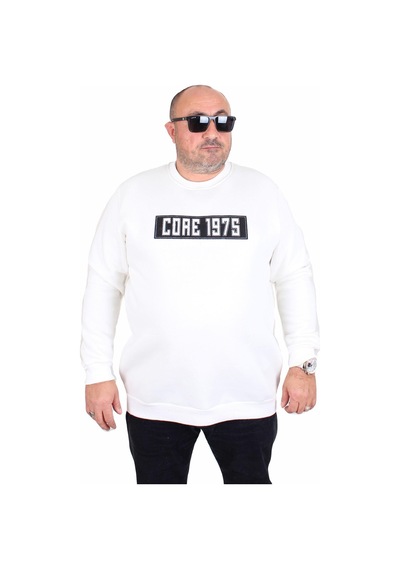 Moc Grande Mocgrande Erkek Büyük Beden Sıfır Yaka 3ip Sweat Core 1975 24209 Ekru Ekru