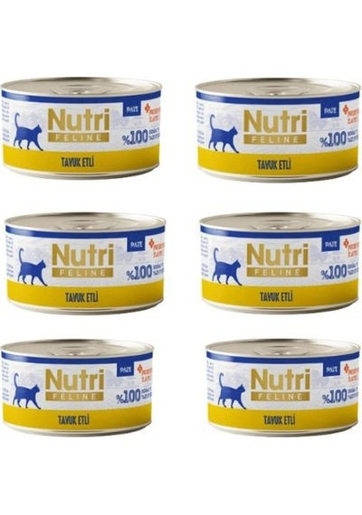 Nutri Feline Pürüzsüz Lezzet: Tavuk Etli Tahılsız Pate 6x70g - Ezme Kıvamında Yaş Mama