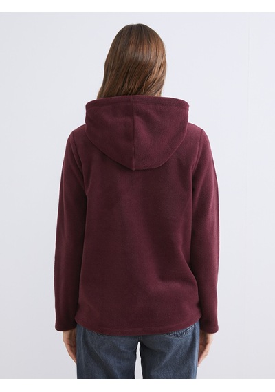 Lcw Everyday Mürdüm Kapüşonlu Polar Kadın Fermuarlı Sweatshirt