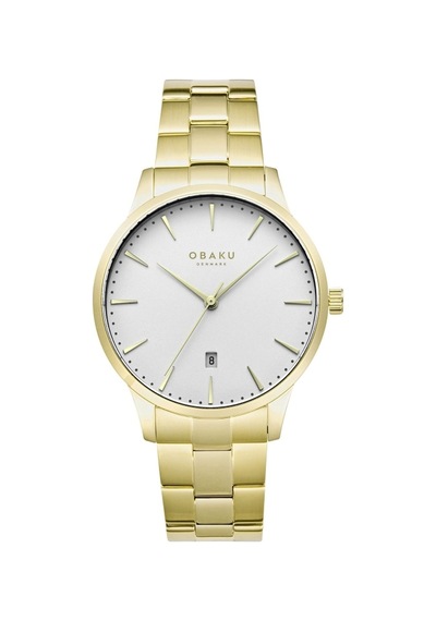 Obaku Denmark V247xdgısg Quartz Çelik Altın Rengi Beyaz Kadran Safir Cam 42 Mm Erkek Kol Saati Altın
