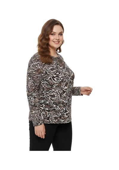 Linsolita Kadın Baskılı Yaka Bağlamalı Bluz Bgl-st05099 VİZON