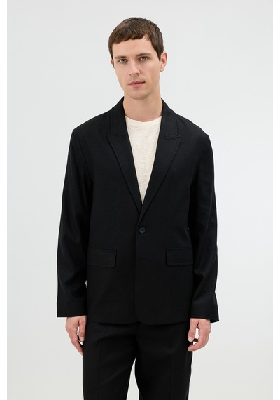Antioch Keten Karışımlı Erkek Blazer Ceket Siyah