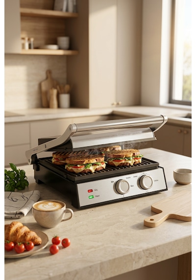 Fressi Izgara Ve Tost Makinesi 2000w Döküm Ayarlanabilir Isı Ve Zaman Kontrollü Fr-tm301