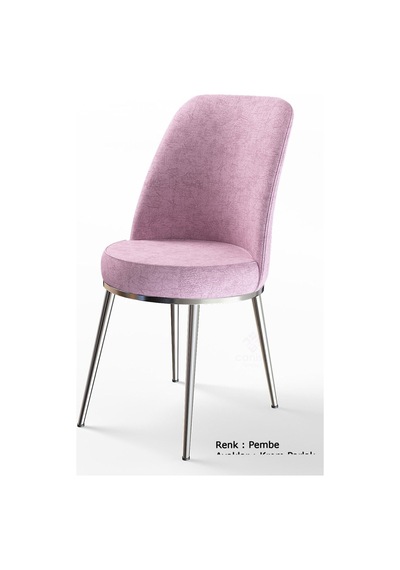 Canisa Concept Dexa Serisi Pembe Renk 4 Adet Sandalye, Renk Pembe, Ayaklar Krom Pembe