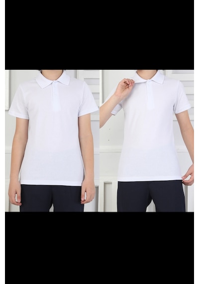 Modanino 2'li T-shirt Kız Çocuk %100 Pamuk Okul Tarz 5-13 Yaş 12278 Beyaz