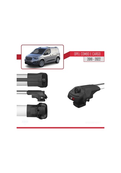 Opel Combo E Panelvan 2019-2022 Arası İle Uyumlu Ace-1 Ara Atkı Tavan Barı Gri 4 Adet Bar