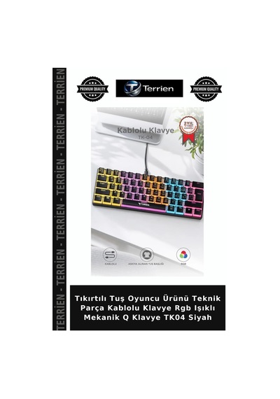 Tıkırtılı Tuş Oyuncu Ürünü Teknik Parça Kablolu Klavye Rgb Işıklı Mekanik Q Klavye Tk04 Siyah