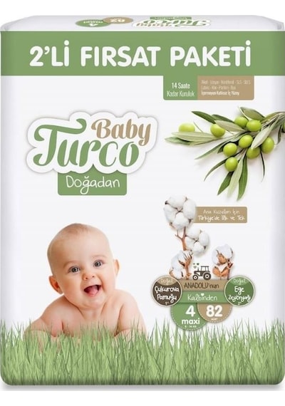 Baby Turco Doğadan 2'li Fırsat 4 Numara Maxi 82'li