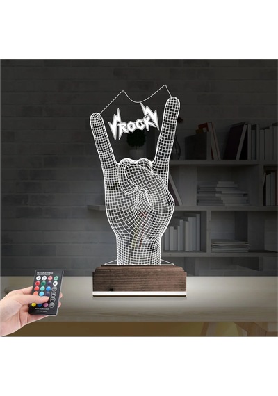 Luvivia Rock Hand Müzik 3d Lamba - Masa Gece Lambası Şeffaf