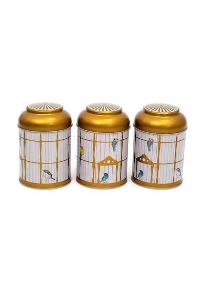 Bird Cage Desenli Metal Saklama Kabı 3 Lü Set, 9 X 11 Cm Çok Renkli