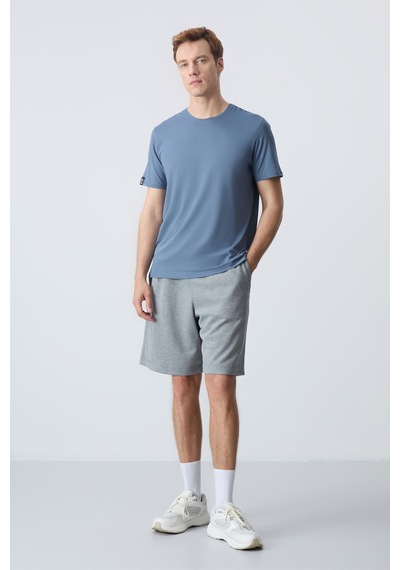 Air Jones Tommy Life Gri Melanj Pamuklu Kalın Yumuşak Dokulu Standart Fit Basic Erkek Şort - 81275 GRI MELANJ