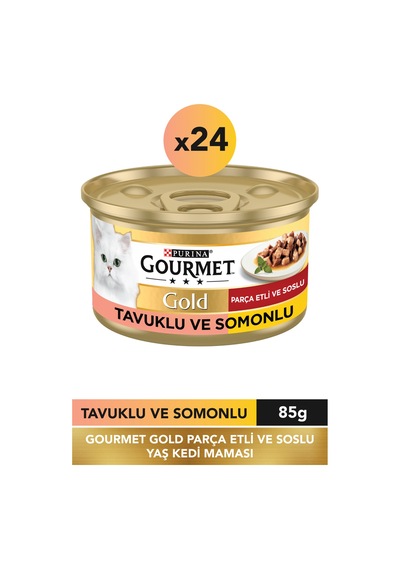 Gold Somon Ve Tavuklu Konserve Yetişkin Kedi Maması 24 X 85 G