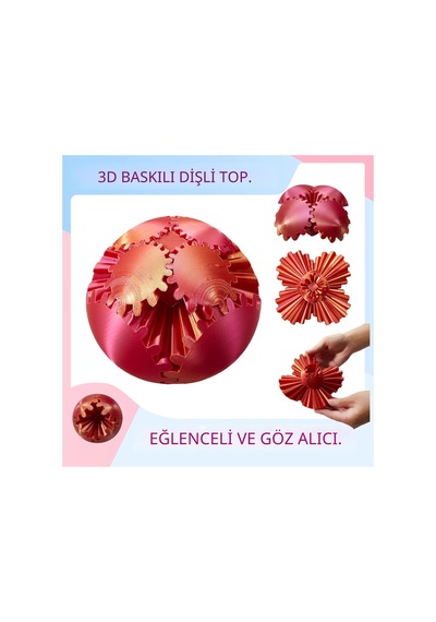 3d Baskılı Dişli Top Pla Malzeme, Stres Giderici Dönme Oyuncağı, Taşınabilir Spinner Küre Turuncu