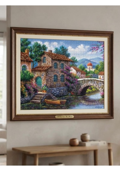 Su Yolu Ve Yamaç Evleri İkili Set - 2 X 1000 Parça Manzara İkili Puzzle Seti