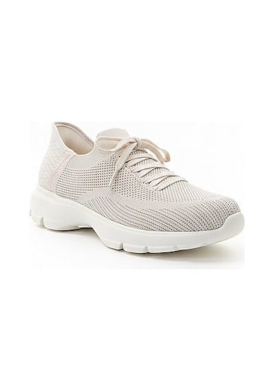 Voyager Bağcıklı Triko Kalın Taban Kadın Sneaker Ayakkabı B042 Bej