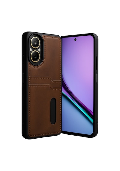 Realme 12 Lite Uyumlu Deri Kartvizitli Kartlıklı Premium Telefon Kılıfı Kapak Taba