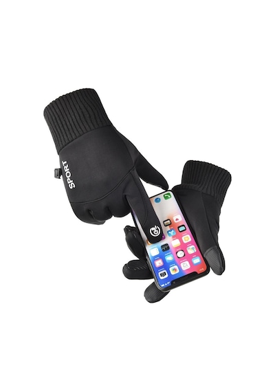 Motosiklet-Kayak Eldiveni Soğuk Geçirmez Dokunmatik Parmak Xlarge Siyah