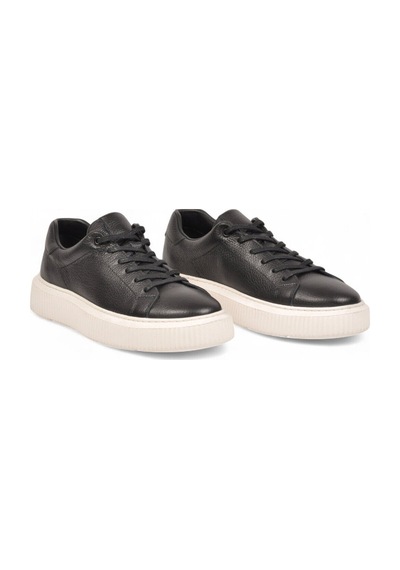 Komcero Kauçuk Tabanlı Bağcıklı Sneaker Siyah-beyaz Hakiki Deri Erkek Casual Ayakkabı Hz1458-2049