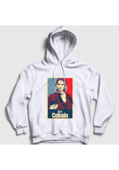 Presmono Unisex Smoking Nirvana Kurt Cobain Kapüşonlu Sweatshirt Beyaz