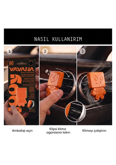 Vavana Jooy Araba Klima Kokusu 6'lı Set, 90 Gün Etkili Oto Kokusu Ginger Blossom