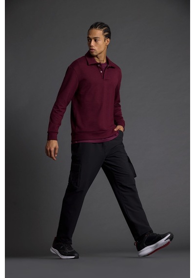 Defacto Standart Fit Polo Yaka Modal Sporcu Sweatshirt G3596ax25wnbk81 Siyah-bk81