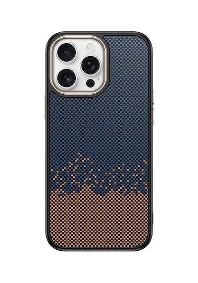 Mobilteam Apple Uyumlu iPhone 14 Pro Max Kılıf M-safe Şarj Özellikli Karbon Fiber Görünümlü Antina Mavi