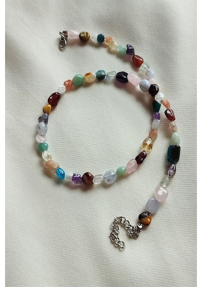 Badeaccessories Ay Taşı Sitrin Jasper Güneş Taşı Akuamarin Amazonit Apatit Kolye