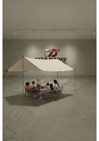 Çadır Dünyası Profesyonel Kamp Tentesi Tarp - 330x330 Cm, 8mm Demir Kazık Ve Komple Aksesuar Seti Çok Renkli