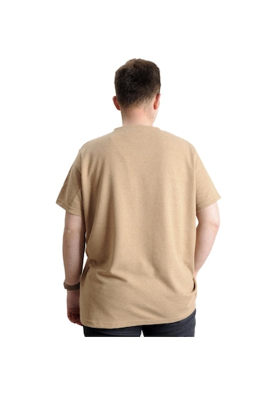 Mode Xl Büyük Beden Erkek T-Shirt Bisiklet Yaka Waffle 20033 Bej 001