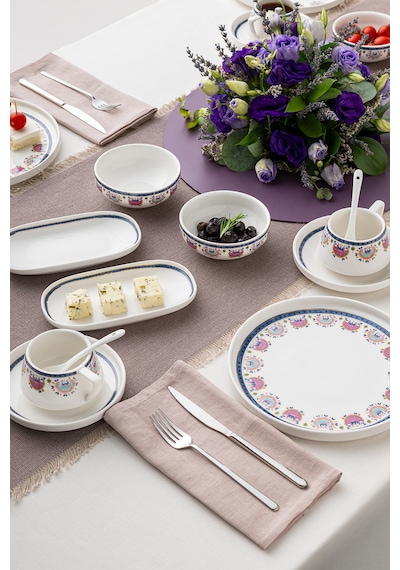 Emsan Ethnic Pink Porselen 32 Parça 6 Kişilik Kahvaltı / Servis Beyaz
