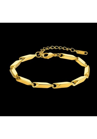 Altın Renk Melon Çelik Hip Hop Kaya Kavun Tohum Unisex Elmas Bambu Zincir Çelik Bileklik - 3305 Çok Renkli