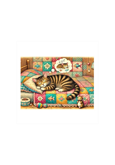 Rahat Kedi Çizimi Dekoratif Mdf Tablo