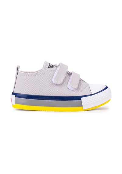 Kiko Kids Linen Cırtlı Erkek Bebek Keten Spor Ayakkabı Gri