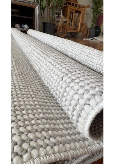 Elvey Home Açık Gri İskandinav Yumuşak Bukle Minimalist Tozumaz Kesme Halı Elvbklmakhal Açık Gri