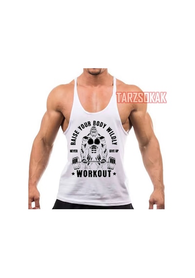 Tarzsokak Gym Tank Top Fitness Sporcu Atleti Gym13 Beyaz