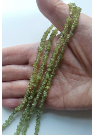 Doğal Peridot Zeberceti İnce Kırıktaş Dizi-90 Cm Çok Renkli