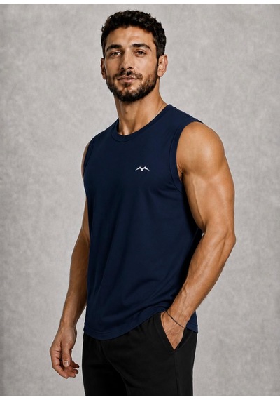 Axxel Erkek Lacivert Bisiklet Yaka Kolsuz T-shirt-d690