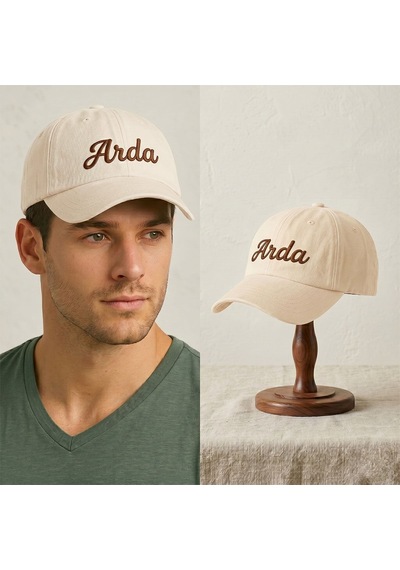 Bk Gift Kişiye Özel İsim Nakışlı Vintage Gri Beyzbol Şapkası Unisex Eskitme Kumaş Metal Tokalı