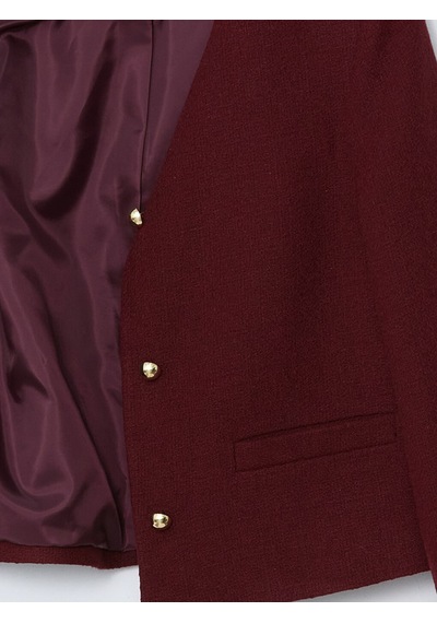 Lcwaıkıkı Classic Bordo Bisiklet Yaka Dokulu Kadın Tüvit Ceket