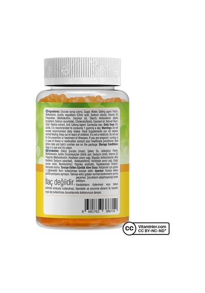 Natures Supreme Vitamin D3 Gummies 60 Çiğnenebilir Form Portakal