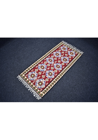 Zehra Abla Halı Yeni El Dokuma Otantik Doğu Anadolu Van Yün Kilim 7305 Çok Renkli