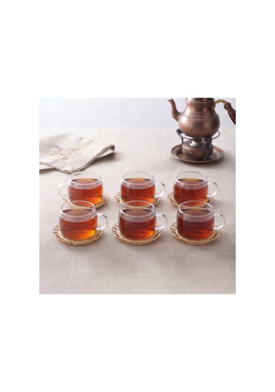 12 Parça El Yapımı Bambu Çay Seti - El Yapımı Bambu Bardak Altlığı - 6 Kişilik Fincan Takımı Bambu