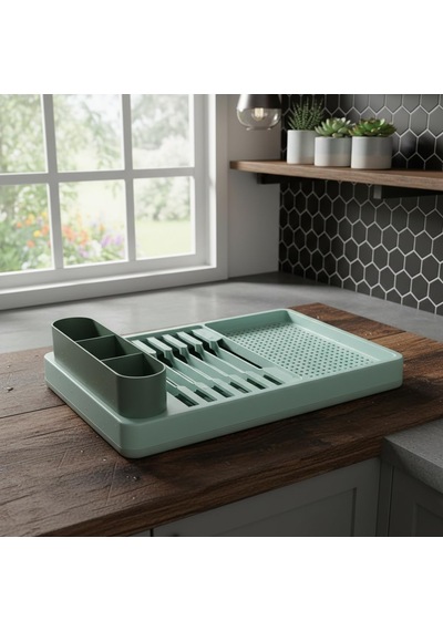 Aqua Gri Tezgah Üstü Bulaşıklık - 42x26x12 Cm Pratik Tabak Ve Bardak Kurutma Rafı - Modern Mutfak Organizeri 2 Renk Seçeneği Yeşil Diğer