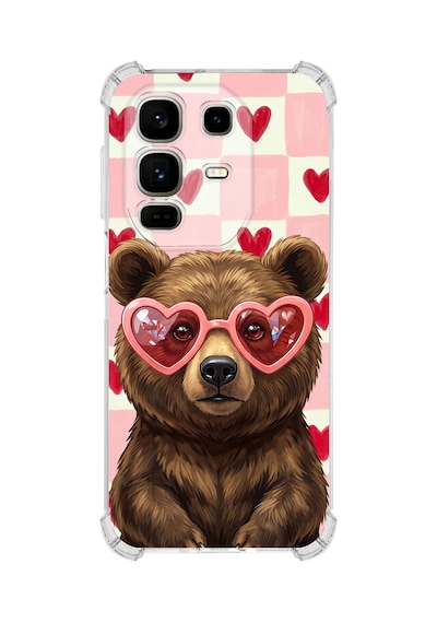 Printify İnfinix Note 50 Pro İle Uyumlu Pembe Pötikare Serisi Kocaman Sevgi Tasarımlı Uv Baskılı Köşe Korumalı Antişok Kılıf Şeffaf
