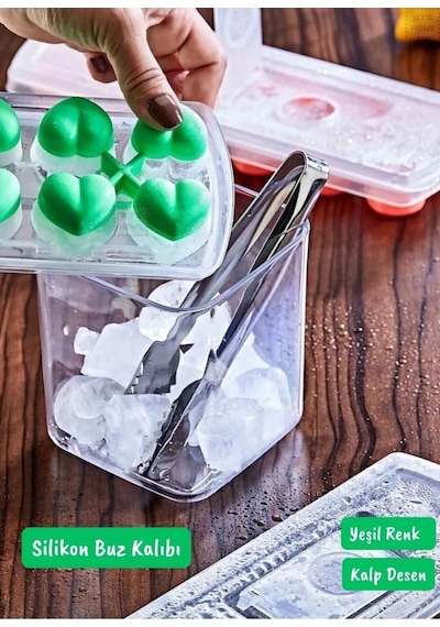 Buz Kalıbı Silikon Buzluk 12 Bölmeli Kalp Desenli Buz Küpü Bpa Free Silikon Diğer
