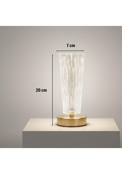 Silindir Nokta Desenli Kristal Görünümlü Led Masa Lambası, Şarjlı Ve Dokunmatik, 3 Renk Modlu Dekoratif Gece Aydınlatması Diğer